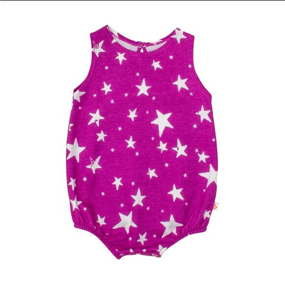 Noe & Zoe Puffy Romper in Purple Invers Stars Size 3-6M NWT - Picture 1 of 8